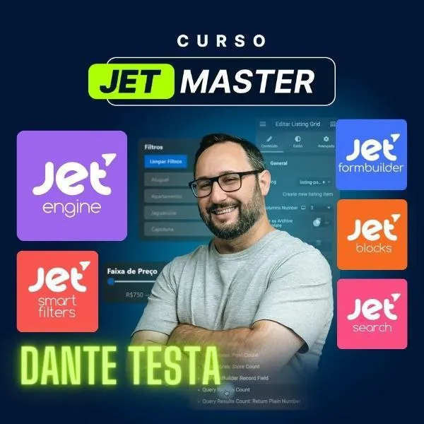 Capa: Curso JetMaster Dante Testa: Baixar Agora Plugin Crocoblock Elementor